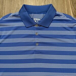 Nike Golf Tour Performance Dri-Fit Men's XL Blue Striped Polo Short Sleeve
